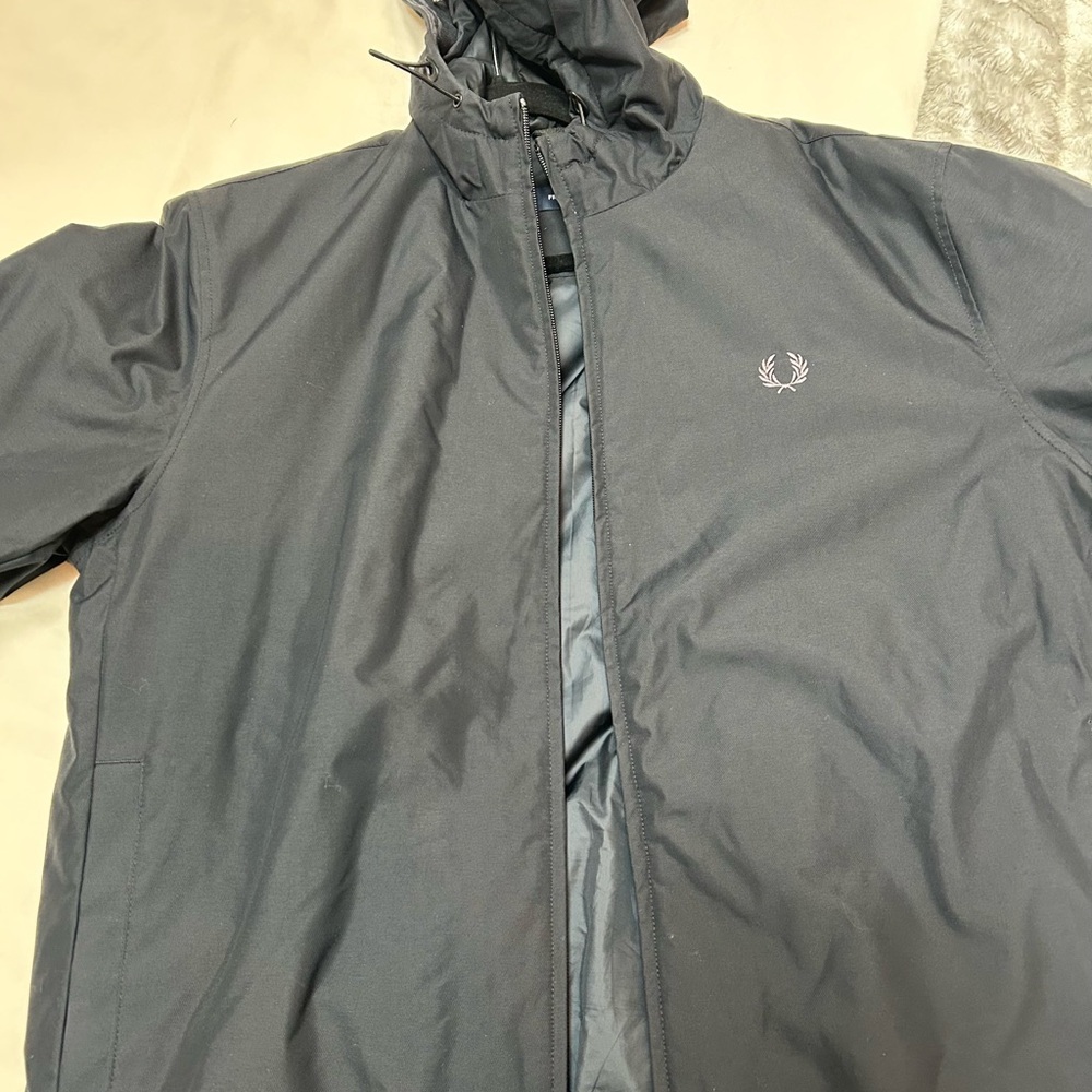 Fred Perry Men's Black Jacket - Zip Up w/ Hood
